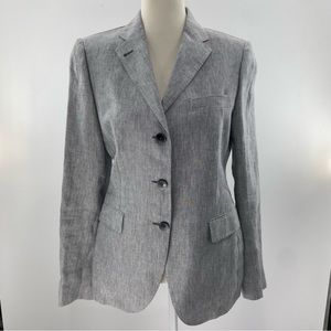 Tagliatore Women’s Gray Three Button Linen Blazer Size Small